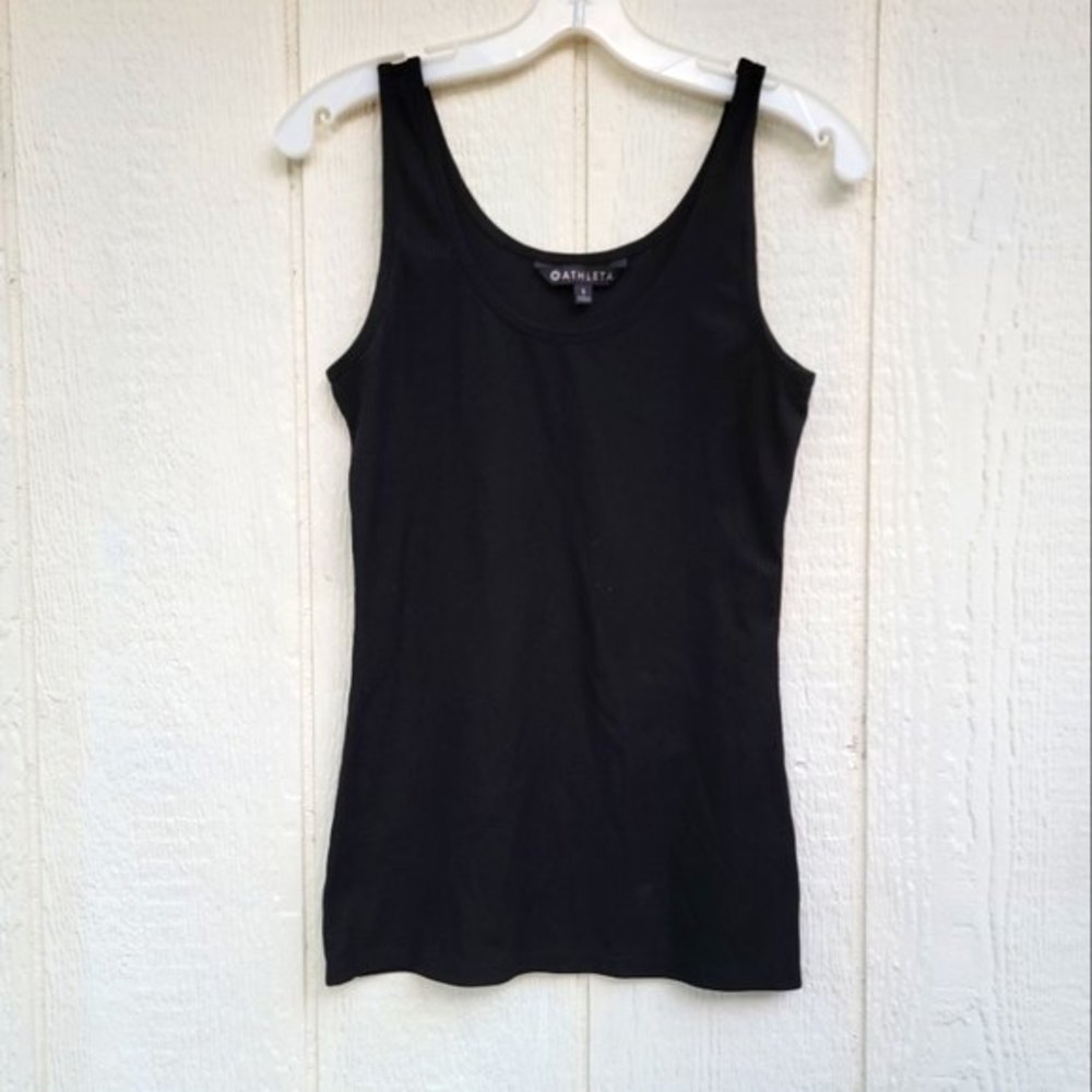 athleta black ribbed tank top sz small.